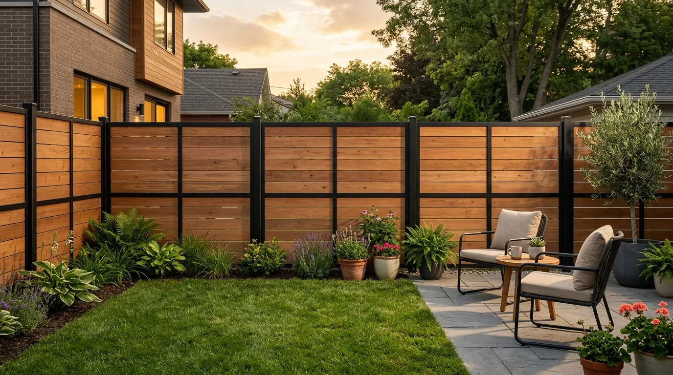 Mixed Wood and Metal Fence